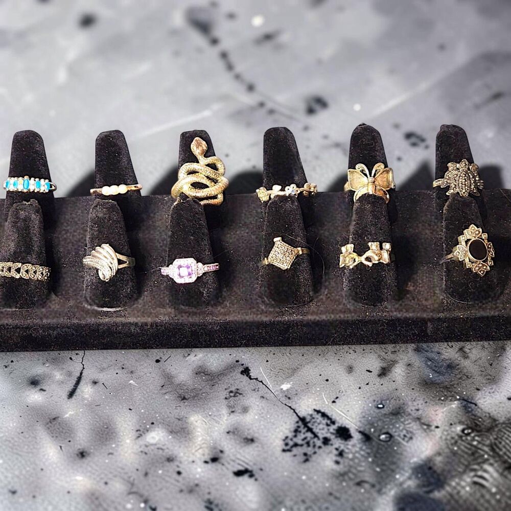 12 Women's Fashion Rings Lot Size 6.5-7 Silver Tone Boho Y2K Stackable Mixed